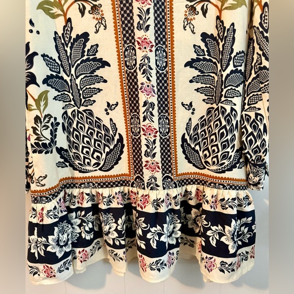 Joie Boho Floral Pineapple Print Ruffle Hem Dress – Size S - Picture 8 of 10